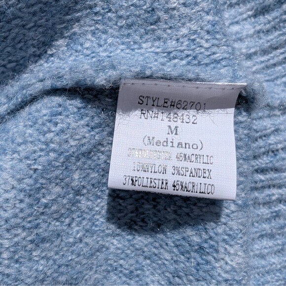 Korye Womans Pullover Sweater with Hood Size Medium Blue Soft Knit Cozy New - Picture 6 of 8